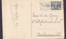 Netherlands PPC Slogan "100 Jaar Spoorwegen In Nederland" AMSTERDAM 1939 (2 Scans) - Cartas & Documentos