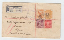 Australia/Peru O.S. CENSORED REGISTERED COVER 1940 - Covers & Documents