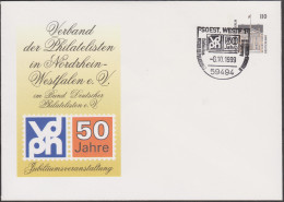 Allemagne 1999. Privatganzsache, Entier Postal Timbré Sur Commande. Verband Der Philatelisten Nordrhein-Westfalen - Buste Private - Usati