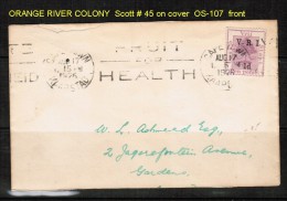 SOUTH AFRICA---Orange Free STATE   SCOTT # 45 On CAPETOWN (AUG. 17 1926) COVER - Unclassified