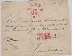 Devant De Lettre Pour Leeuwarden Avec Cachet SNEEK FRANCO + FRANCO Manuscrit A VOIR - ...-1852 Préphilatélie