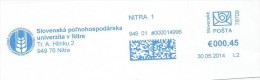 A5 Slovakia 2014. Machine Stamp Atm Label Cut Fragment UNIVERSITY NITRA - Briefe U. Dokumente