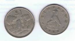 ZIMBABWE - 1 Dolar  1980  KM6  - Ruins Between Trees // Ruinas Entre Arboles - Simbabwe