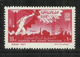 UAR EGYPT EGITTO 1961 REVOLUTION ANNIVERSARY INDUSTRY ELECTRICITY SYMBOLS MNH - Neufs