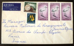 NOUVELLE ZELANDE Aigrette, Oiseaux. Yvert 405 X2 Sur Lettre Ayant Voyagée - Cigognes & échassiers