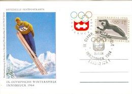 AUSTRIA Skijumping Card With Stamp And Olympic Cancel Innsbruck 1 Nr. 4 - Winter 1964: Innsbruck