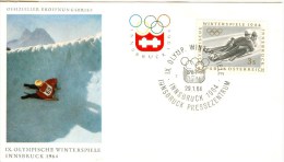 AUSTRIA Olympic Luge Cover With Stamp And Olympic Cancel Innsbruck Prezzezentrum Nr. 7 - Winter 1964: Innsbruck