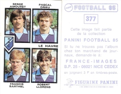 Image PANINI FOOTBALL 85 - N° 377 - LE HAVRE - Other & Unclassified