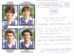 Image PANINI FOOTBALL 85 - N° 378 - LE HAVRE - Other & Unclassified