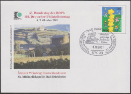 Allemagne 2001. Privatganzsache, Entier Postal Timbré Sur Commande. Europa 2000, Vigne, St Michaeliskapelle - 2000