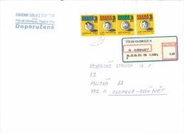 Czech Rep. / Stamps (1995) 0067: Personality Liberated Theatre (3 CZK) R-letter (1996) 770 08 OLOMOUC 8 / APOST (A06507) - Briefe U. Dokumente