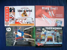 4 Postcards On Sports Boxing Jujitsu Taekwondo Sword Fencing Kid - Italia Australia USA Germany - Boksen