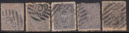 5 Diff.,Travancore Used 1ch Shade / Perf. Varities / Postmark , - Travancore