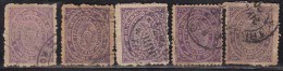 5 Diff.,Travancore Used, ½ Ch Shade / Perf. Varities / Postmark , - Travancore