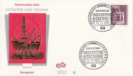 1811- OIL DRILLING PLATFORM, INDUSTRY AND TECHNIC, EMBOISED COVER FDC, 1975, GERMANY - Aardolie