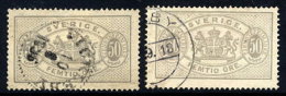 SWEDEN 1893 Official 50 öre Grey.  Two Shades, Used.  SG O40,  Michel 16 - Service