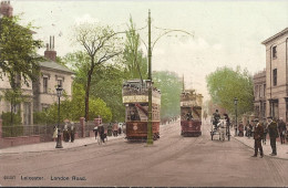 Cp Angleterre LEICESTER London Road ( Ligne De Chemin De Fer , Tramway électrique 2 étages - Leicester