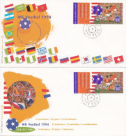 1994 Wereldkampioenschap Voetbal 2 Verschillende Blanco FDC's Met NVPH 1614 Special Cover 1 + 2 - Lettres & Documents