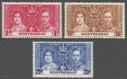 Montserrat. 1937 KGVI Coronation. MH Complete Set. SG 98-100 - Montserrat