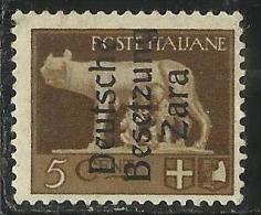 ZARA OCCUPAZIONE TEDESCA 1943 ITALY OVERPRINTED  SOPRASTAMPATO ITALIA CENTESIMI 5 MNH - Deutsche Bes.: Zara