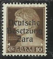 ZARA OCCUPAZIONE TEDESCA 1943 ITALY OVERPRINTED  SOPRASTAMPATO ITALIA CENTESIMI 10 MNH - Occ. Allemande: Zara