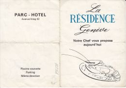 LA RESIDENCE- GENEVE, RESTAURANT RECEIPT, 1974, SWITZERLAND - Suisse