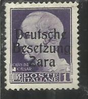 ZARA OCCUPAZIONE TEDESCA 1943 ITALY OVERPRINTED  SOPRASTAMPATO ITALIA LIRE 1 MNH - German Occ.: Zara