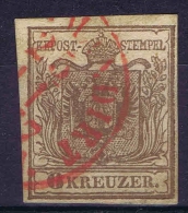 Österreich 1850 Mi Nr 4  MP III Used TRIEST Cat Value Ferchenbauer  € 90 Rot Abstempeling - Usados