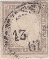 SI53D Italia Italy Italian States Antichi Stati ASI Sardinia Sardegna Sardinien 10 C. 1855 Usato 14C Firmato Giusti - Sardegna