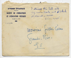 Enveloppe à En-tête---EVIAN--1945--Avenir Evianais--Société De Gymnastique Et D´éducation Physique--Fondée En 1911-- - Unclassified