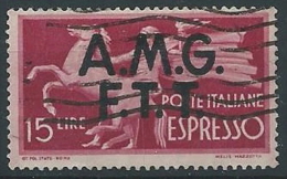 1947-48 TRIESTE A USATO ESPRESSO 15 LIRE - ED926-3 - Posta Espresso