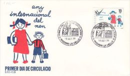 SPANISH ANDORRA 1979 INTERNATIONAL YEAR OF CHILD MICHEL NO :125  FDC - Lettres & Documents