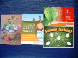 4 Postcards On Greetings Easter Love And Friendship Day - Leave Eggs Deer Chickens - Germany Holland Cuba (prepaid Po... - Valentinstag