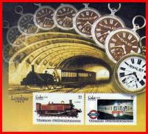 CUBA 2008 TRAINS & LONDON SUBWAY (METRO) S/S MNH CLOCK, WATCH - Horlogerie