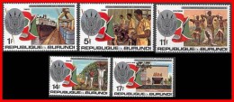 BURUNDI 1977 REPUBLIC ANNIV. SC#538-42 MNH FOOD, COSTUMES, RAIL TRANSPORT - Unused Stamps