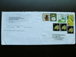 Cover Sent From USA To Lithuania On 2013, 7 Stamps Go Green Plant Trees Flowers - Cartas & Documentos