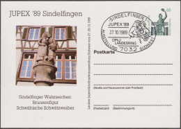 Allemagne 1989. Privatganzsache, Entier Postal Timbré Sur Commande. Sindelfingen Jupex. Fontaine Schwätzweiber - Postales Privados - Usados