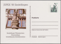 Allemagne 1989. Privatganzsache, Entier Postal Timbré Sur Commande. Sindelfingen Jupex. Fontaine Schwätzweiber - Cartoline Private - Nuovi