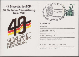 Allemagne 1989. Privatganzsache, Entier Postal Timbré Sur Commande. 90. Deutscher Philatelistentag Main - Privé Postkaarten - Gebruikt