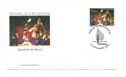 FDC Nouvelle Calédonie - Spectacle Aji Aboro - Oblitération 10/11/1999 Nouméa (1er Jour) - FDC