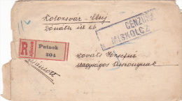 119A COVERS CENSORED MISKOLCZ,REGISTRED LABELS PUTNOK , FRAGMENT HUNGARY. - Briefe U. Dokumente