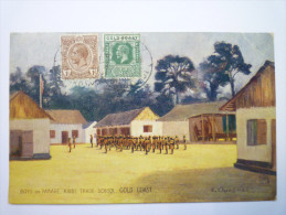 GOLD  COAST  :  BOYS  On  PARADE  ,  KIBBI  TRADE  SCHOOL  -  Carte Colorisée    1926 - Ghana - Gold Coast