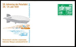 50 Years POLAR FLIGHT AIRSHIP ZEPPELIN 1981 East German STO Postal Card PP16 B1/007a - Polar Flights