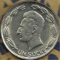 ECUADOR 1 SUCRE MAN HEAD LAUREL LEAVES FRONT EMBLEM BACK 1981 KM83 VF READ DESCRIPTION CAREFULLY!!! - Equateur