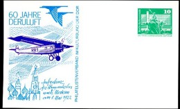 DDR PP16 B1/008a Privat-Postkarte 60 J. DERULUFT Flugverkehr  Moskau Berlin 1982  NGK 4,00 € - Postales Privados - Nuevos