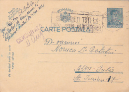 141A,CENSORED , WORLD WAR.,COMMUNIST PROPAGANDA,POSTCARDS STATIONERY,1941,ROMANIA - Lettres 2ème Guerre Mondiale