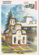 ARNOTA MONASTERY, CM, MAXICARD, CARTES MAXIMUM, OBLIT FDC, 1999, ROMANIA - Abbayes & Monastères