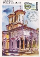 ONE WOOD MONASTERY, CM, MAXICARD, CARTES MAXIMUM, OBLIT FDC, 1999, ROMANIA - Abbeys & Monasteries