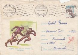 RUGBY, COVER STATIONERY, ENTIER POSTAUX, 1966, ROMANIA - Rugby