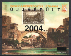 Hungary 2004. Bosnia - Herzegovina / Bridge OVERPRINT Sheet Special Catalogue Number: 2004/31 - Feuillets Souvenir